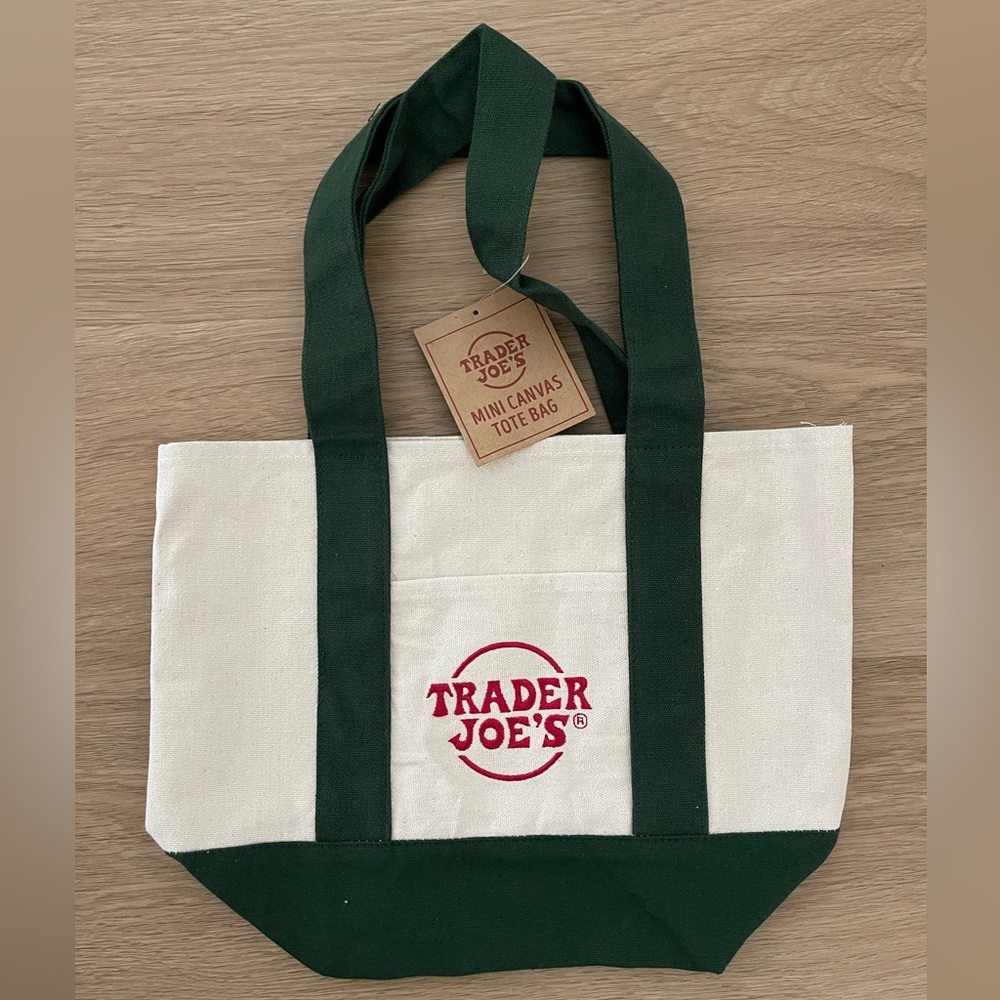 Trader Joe’s Mini Canvas Tote Bag GREEN - NEW With Tag